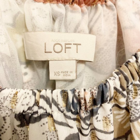 Loft Off the Shoulder Pastel Ruffle Floral Blouse XS - Picture 7 of 8